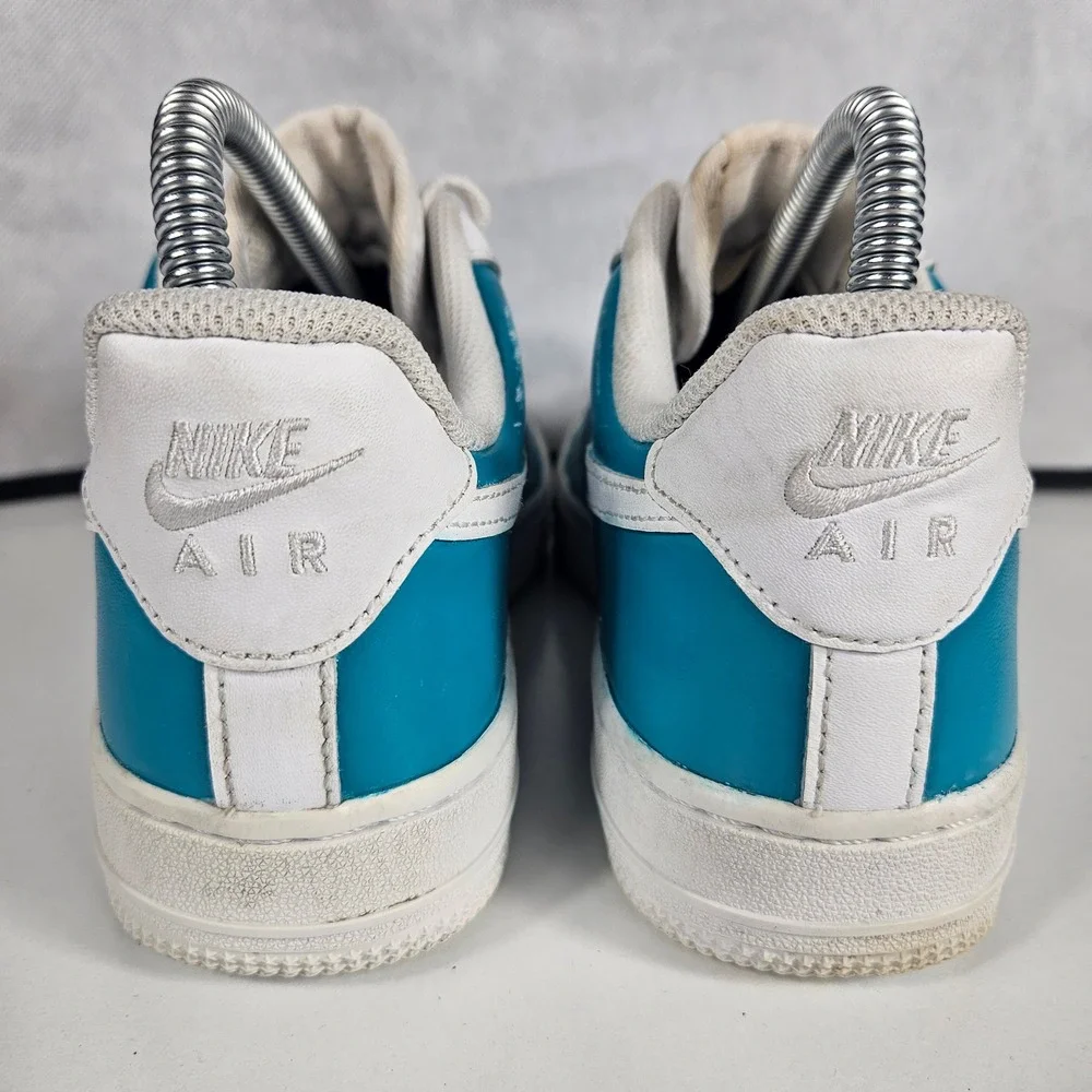 Nike Air Force 1 Low Custom White Teal Leather Sneakers 315115-112 Womens Size 6
